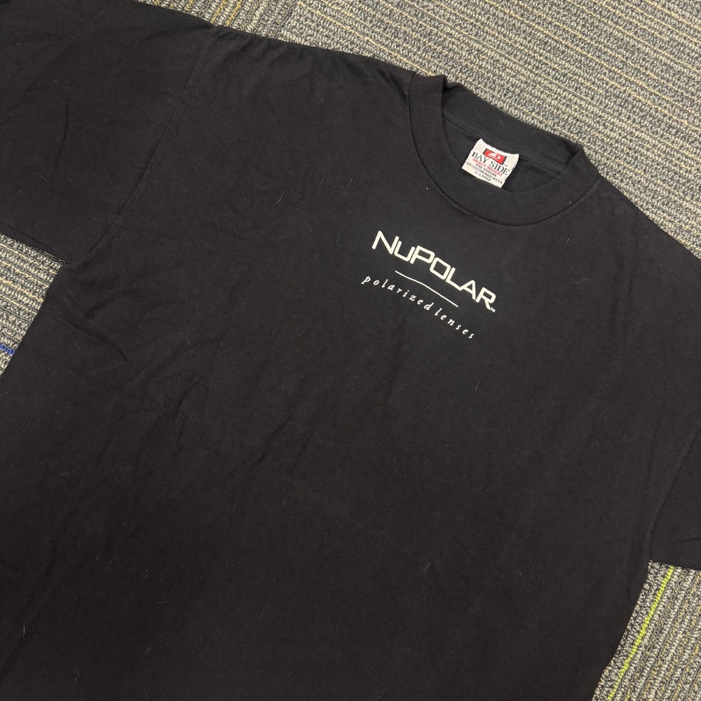 Bay Side NuPolar T-Shirt Mens XL Black Excellent Vintage Made in USA Graphic Tee